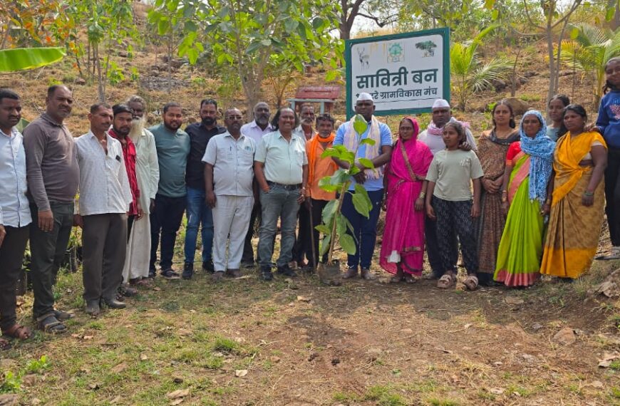मदने कुटुंबीयांकडून वडिलांच्या अस्थी गंगेत विसर्जित न करता झाडांना विसर्जित.