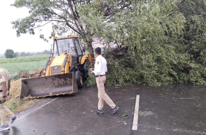 बारामती-निरा रस्त्यावरील वाहतूक कोंडी अखेर फुटणार; माळेगाव पोलिसांकडून युद्धपातळीवर झाडे हटवण्याचे काम सुरू