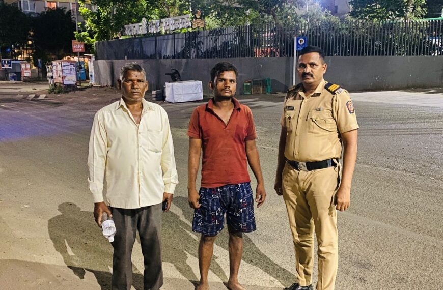 वडगाव निंबाळकर अंकित करंजे पूल पोलीस चौकीतील पोलिसांकडून माणुसकीचे दर्शन 